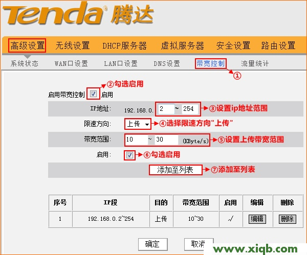 腾达(Tenda)无线路由器限速设置方法